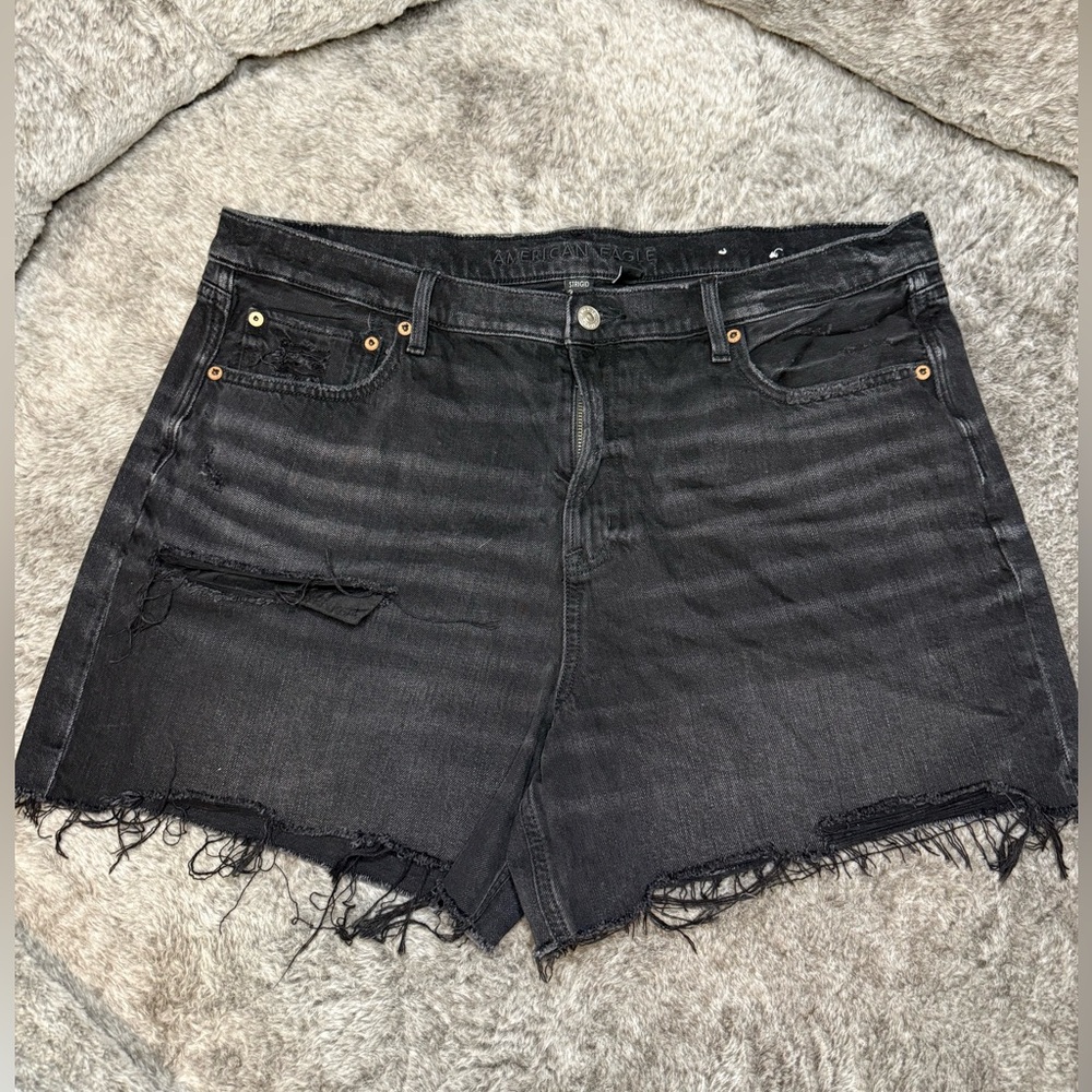 American Eagle Outfitters Black Frayed Jean Shorts